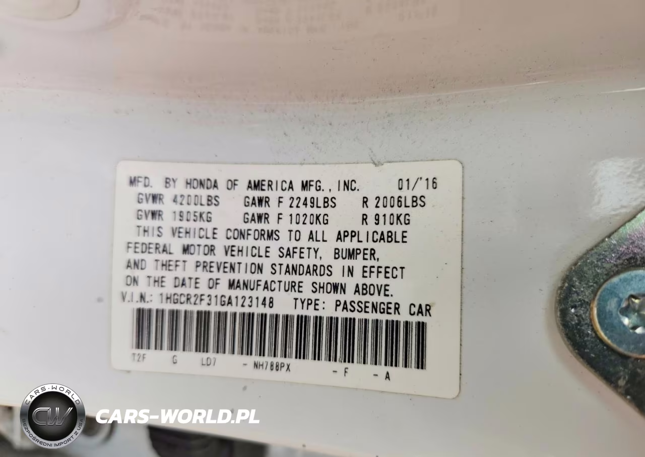 2016 Honda Accord VIN:1HGCR2F31GA123148 - 13