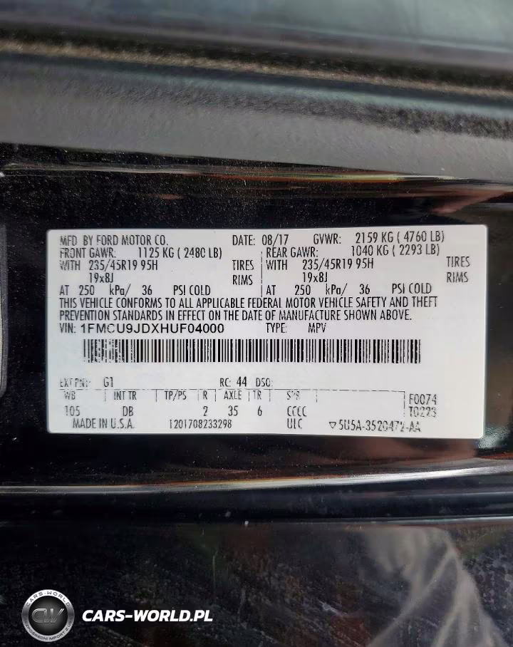 2017 Ford Escape Titanium VIN:1FMCU9JDXHUF04000 - 13
