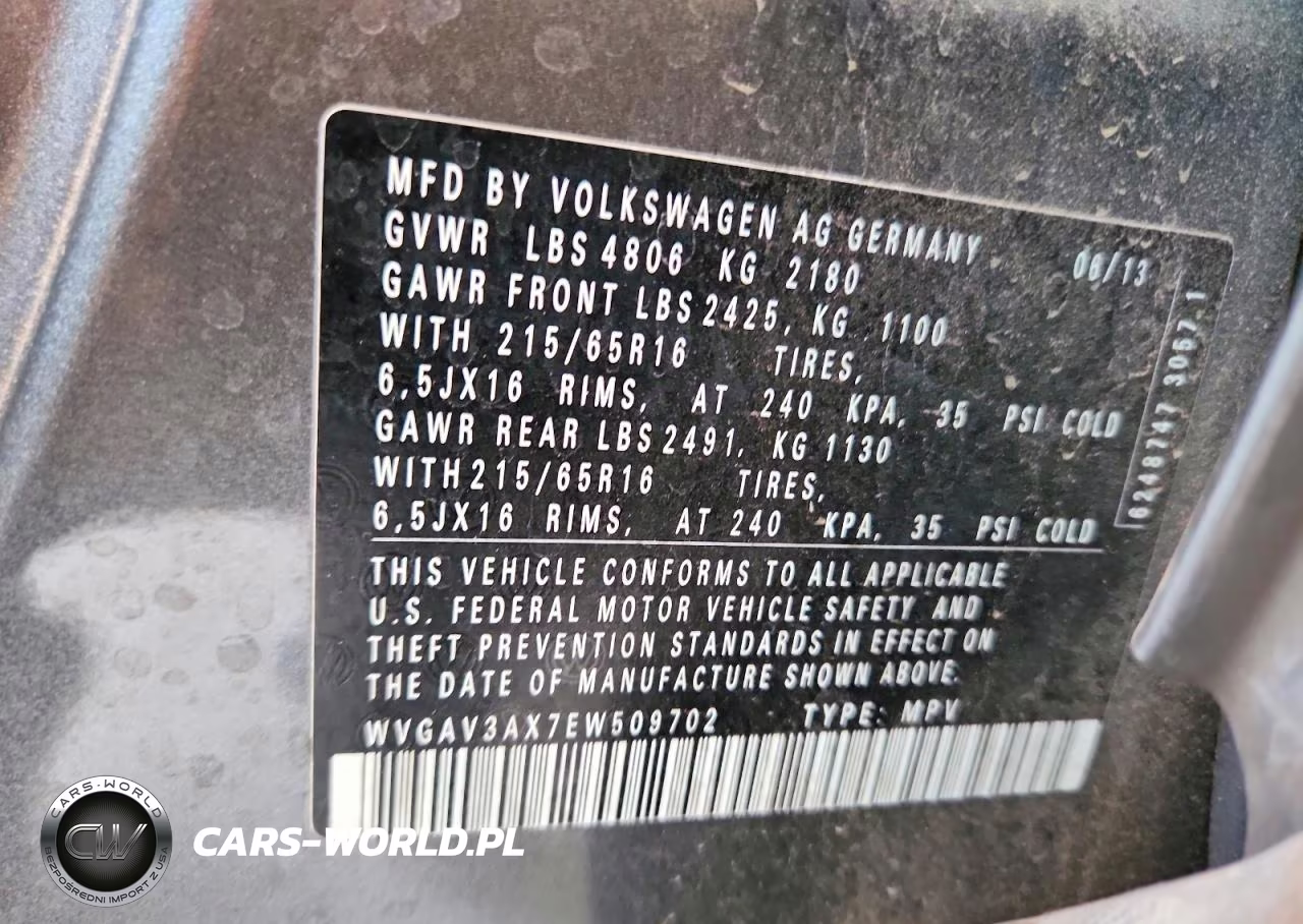 2014 Volkswagen Tiguan S VIN:WVGAV3AX7EW509702 - 13