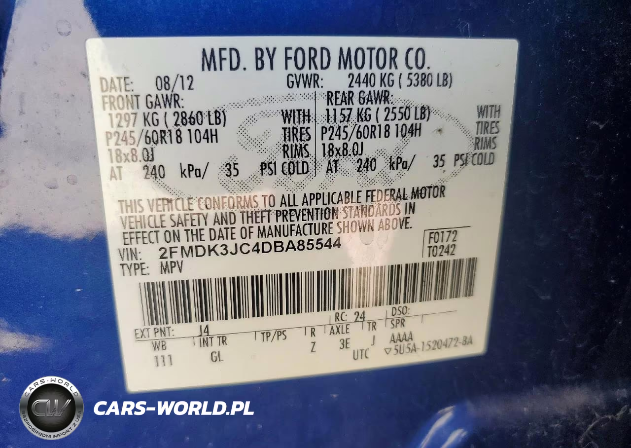 2013 Ford Edge Sel VIN:2FMDK3JC4DBA85544 - 14