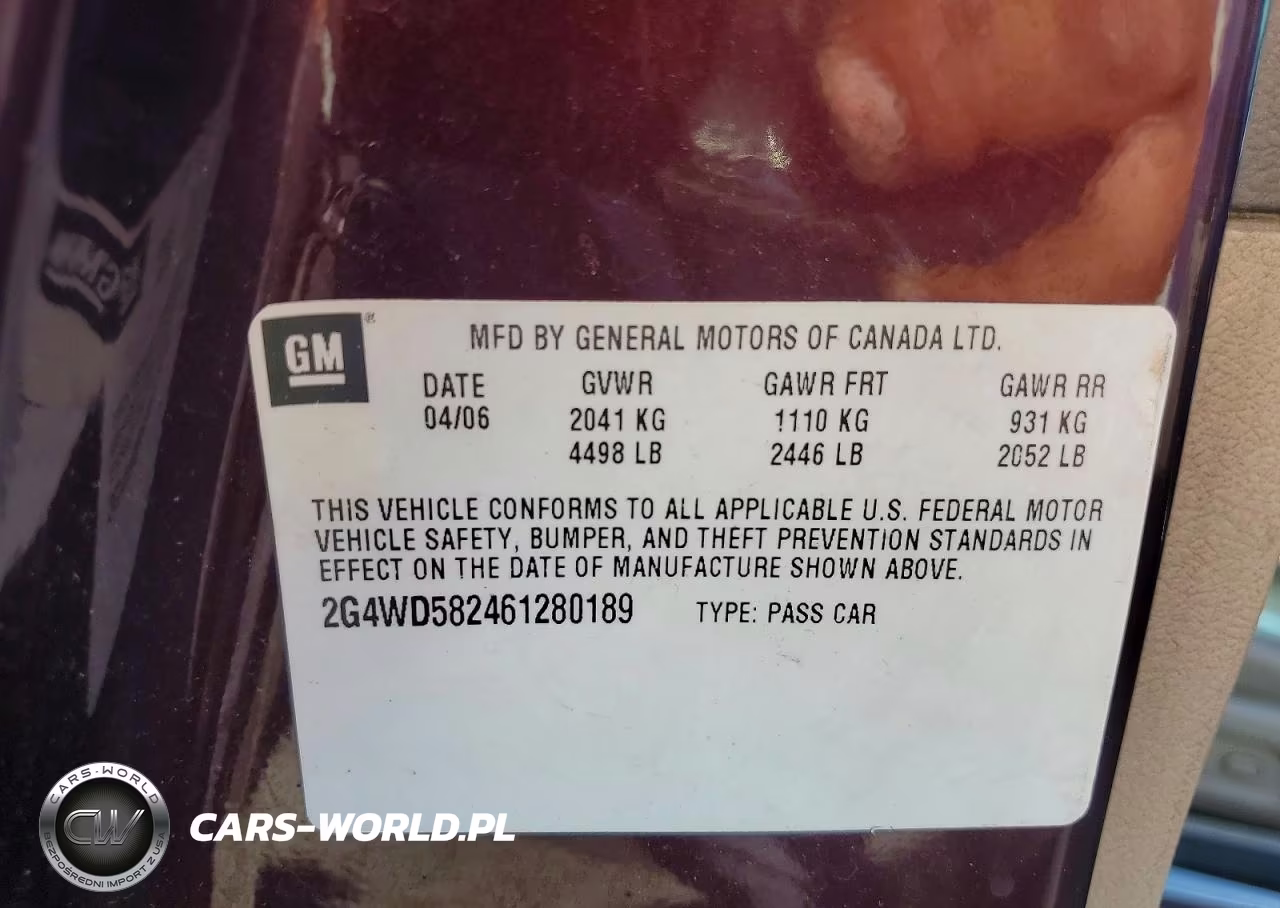 2006 Buick Lacrosse Cxl VIN:2G4WD582461280189 - 12