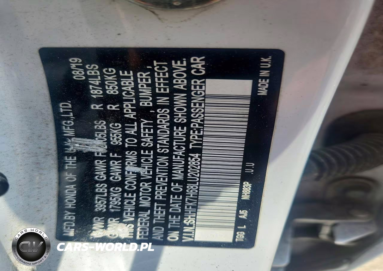 2020 Honda Civic Ex VIN:SHHFK7H68LU202854 - 12