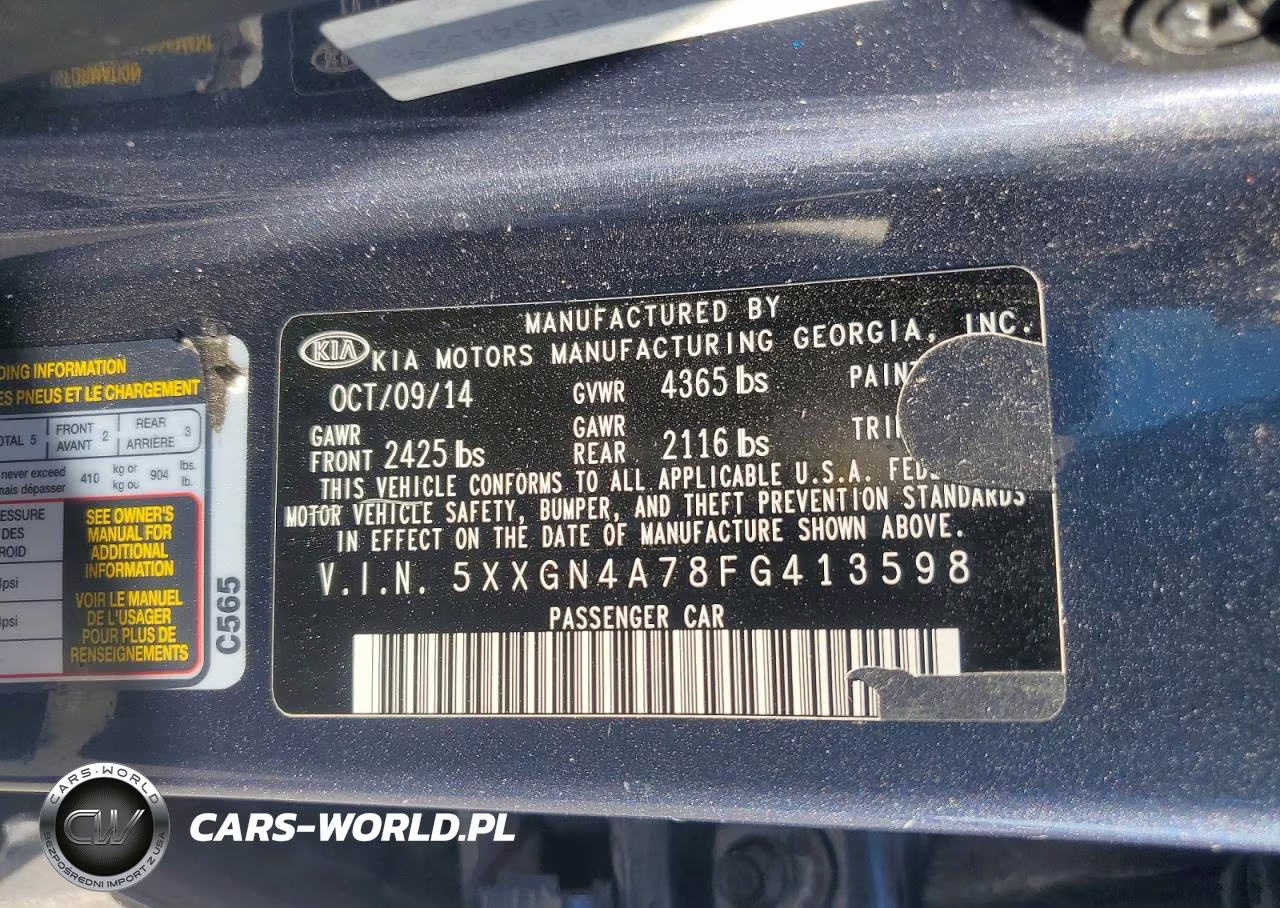 2015 Kia Optima Ex VIN:5XXGN4A78FG413598 - 12
