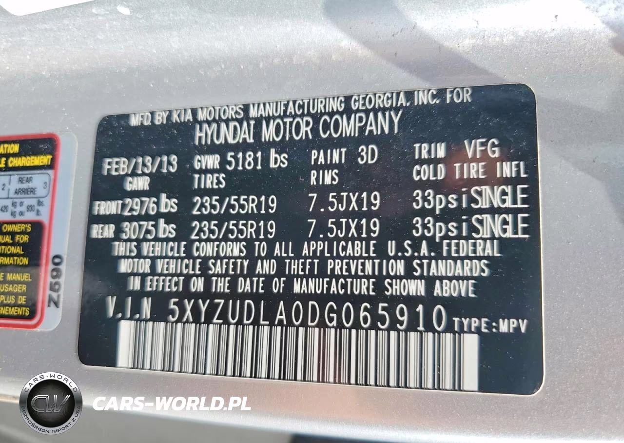 2013 Hyundai Santa Fe Sport 2.0T VIN:5XYZUDLA0DG065910 - 13