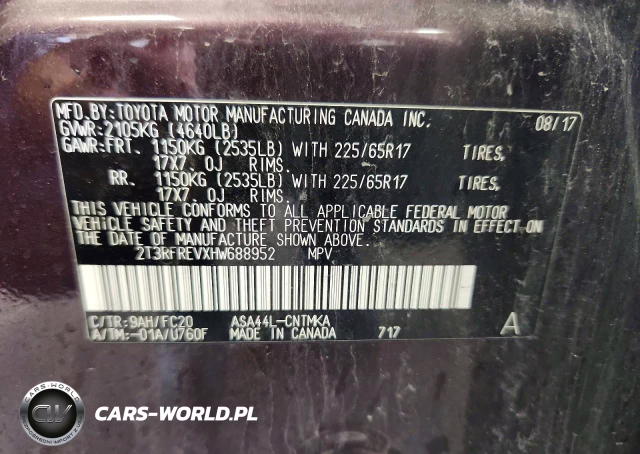 2017 Toyota Rav4 Xle VIN:2T3RFREVXHW688952 - 12