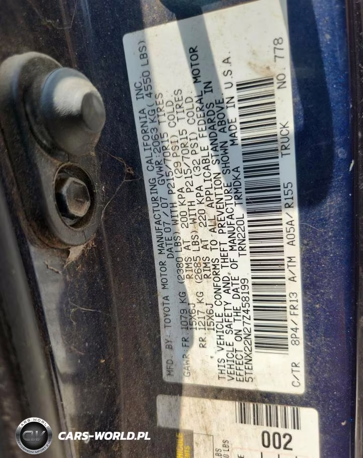 2007 Toyota Tacoma Base VIN:5TENX22N27Z458199 - 12