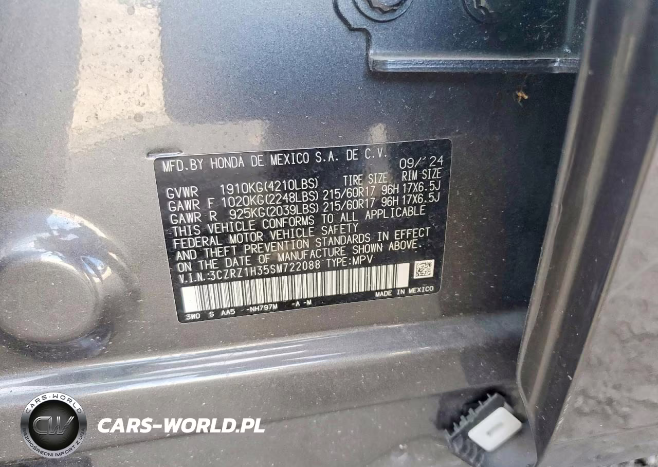 2025 Honda Hr-V Lx VIN:3CZRZ1H35SM722088 - 12