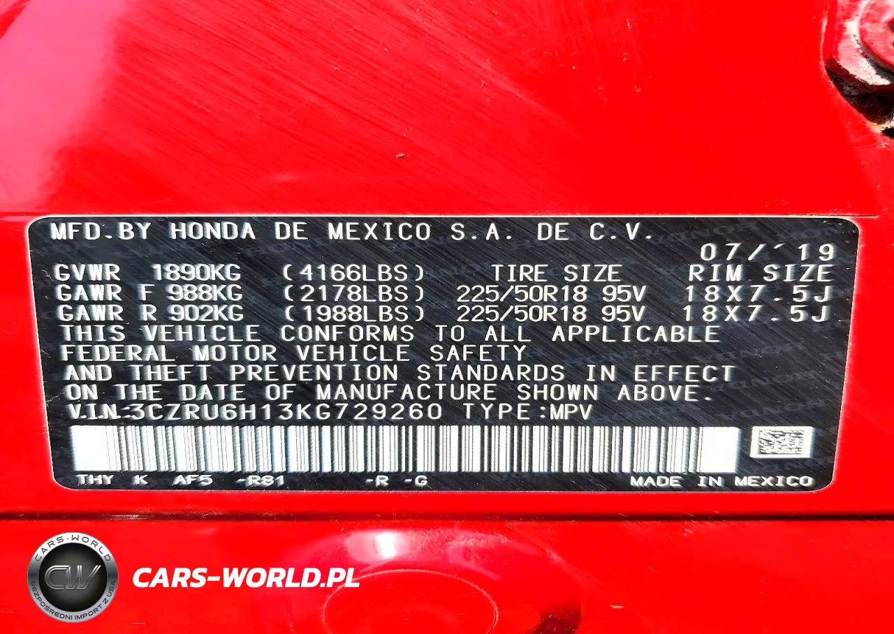 2019 Honda Hr-V Sport VIN:3CZRU6H13KG729260 - 12