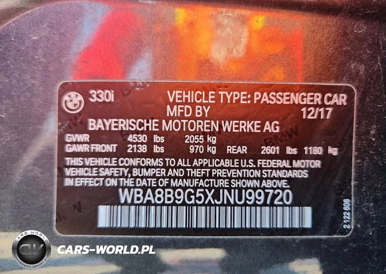 2018 BMW 330 I VIN:WBA8B9G5XJNU99720 - 12