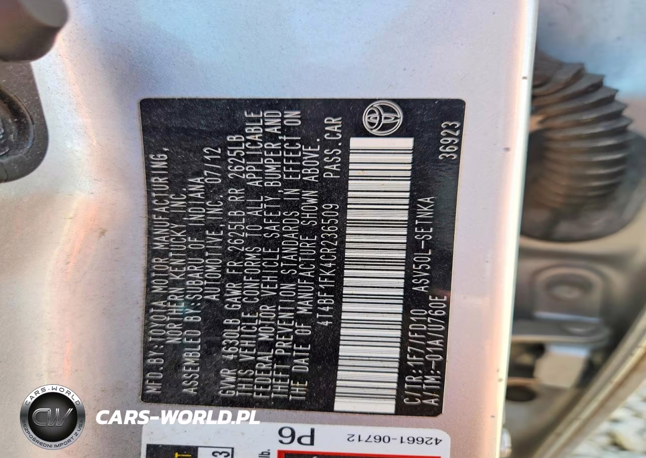 2012 Toyota Camry Le VIN:4T4BF1FK4CR236509 - 13