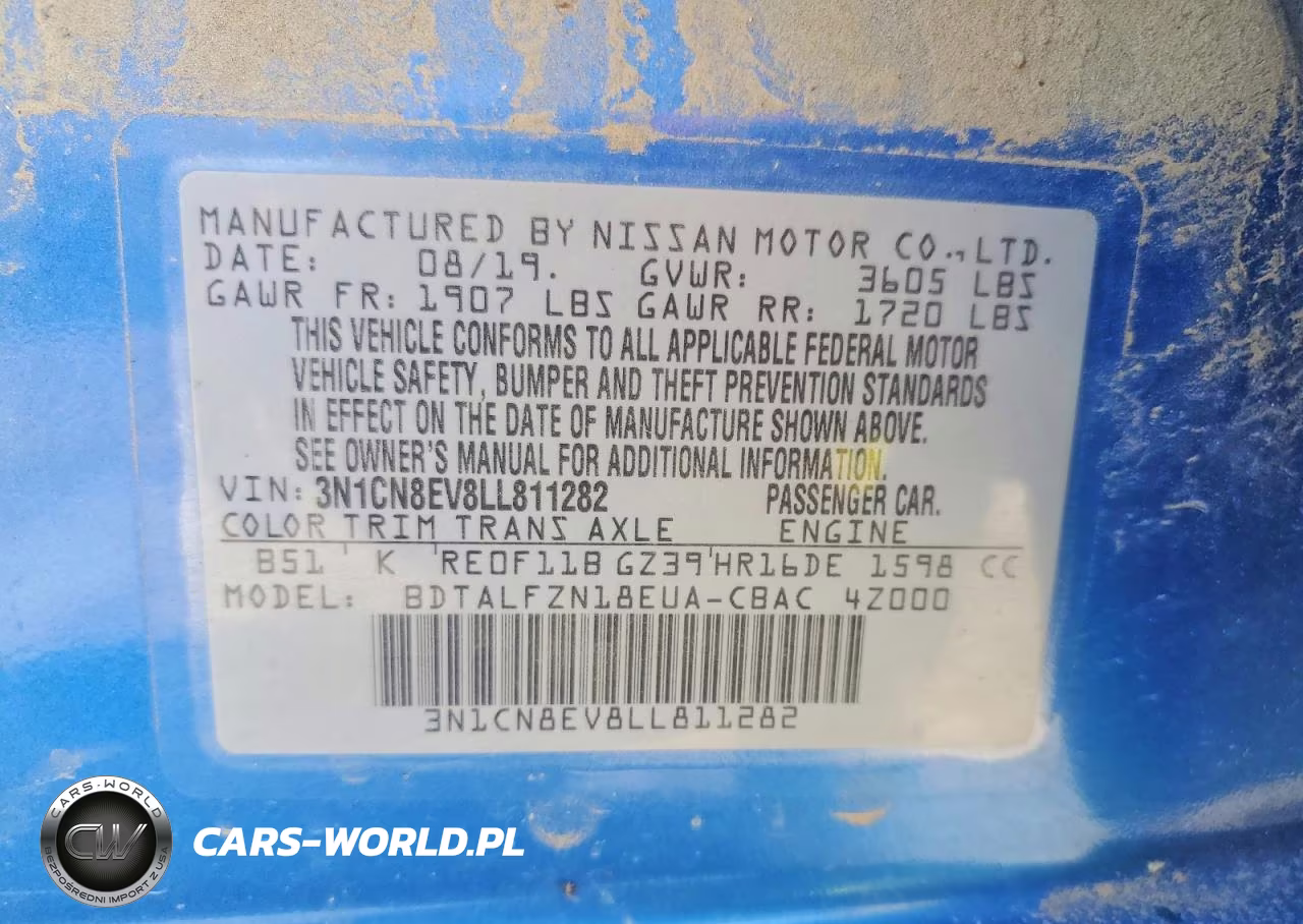 2020 Nissan Versa Sv VIN:3N1CN8EV8LL811282 - 12