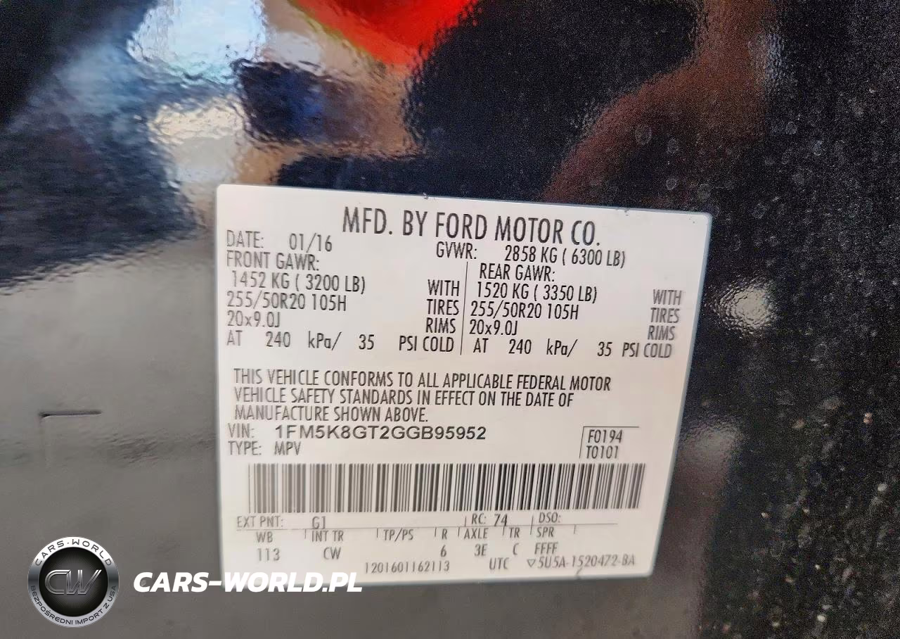 2016 Ford Explorer Sport VIN:1FM5K8GT2GGB95952 - 13