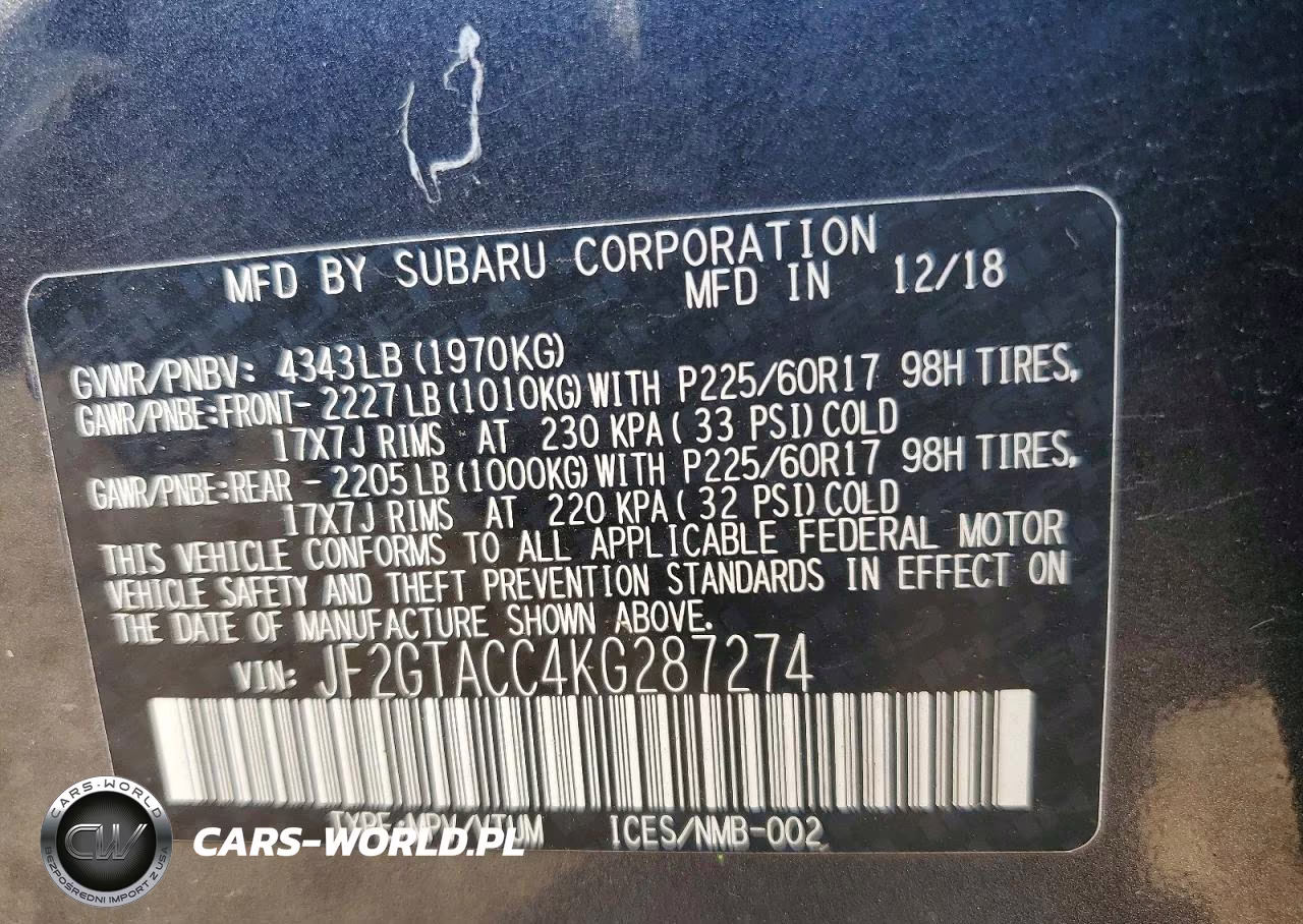 2019 Subaru Crosstrek Premium VIN:JF2GTACC4KG287274 - 12