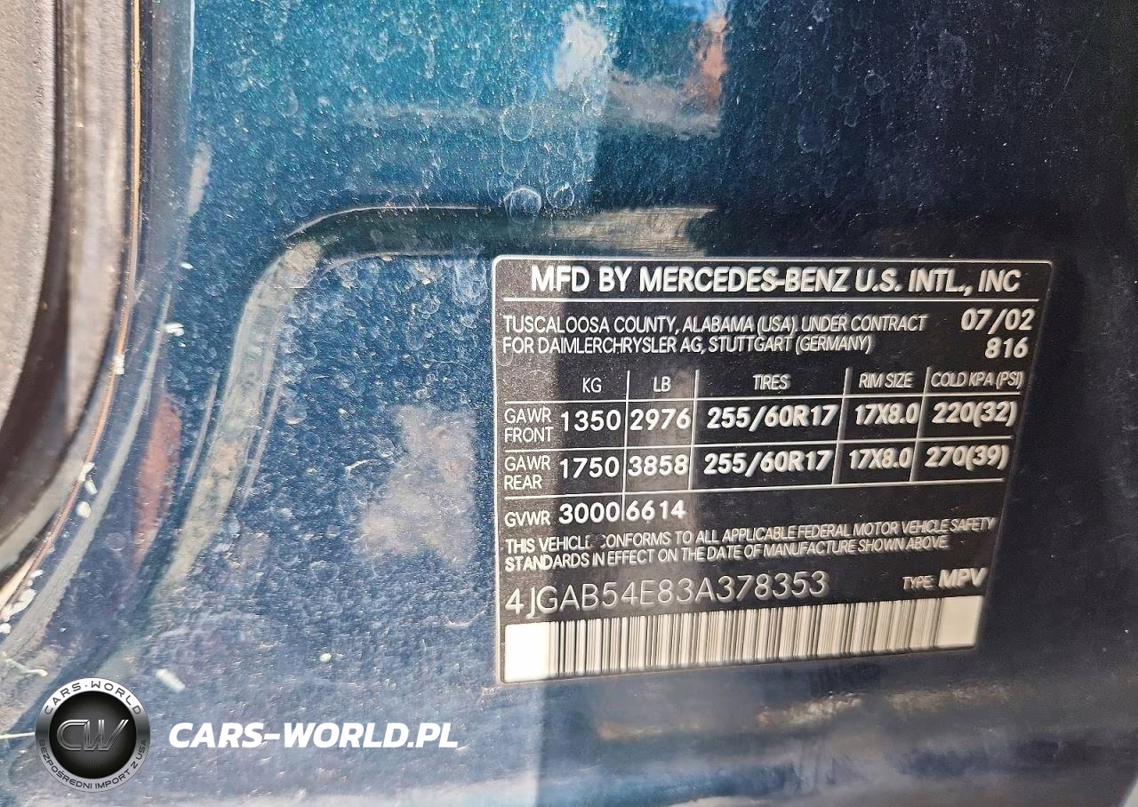 2003 Mercedes-Benz Ml 320 VIN:4JGAB54E83A378353 - 13
