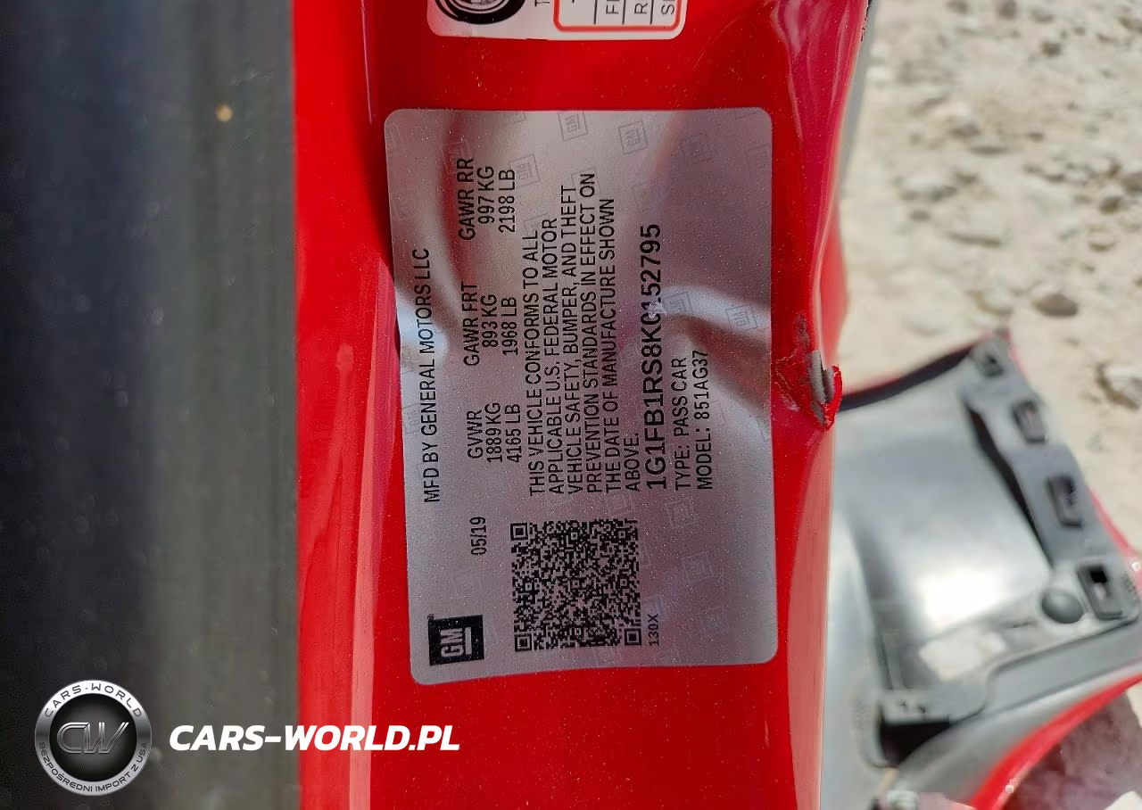 2019 Chevrolet Camaro Ls VIN:1G1FB1RS8K0152795 - 12