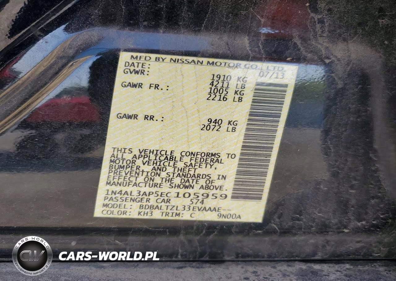 2014 Nissan Altima VIN:1N4AL3AP5EC105959 - 12