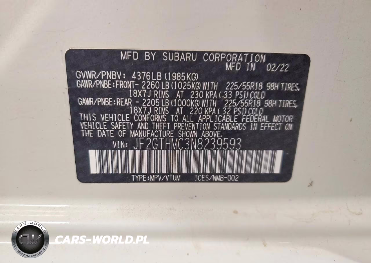 2022 Subaru Crosstrek Limited VIN:JF2GTHMC3N8239593 - 12
