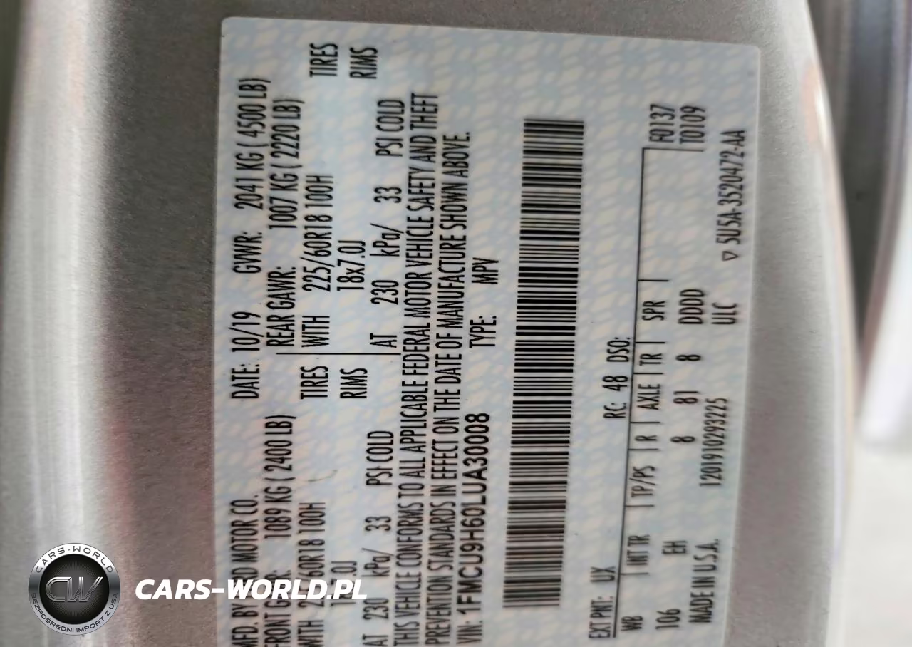 2020 Ford Escape Sel VIN:1FMCU9H60LUA30008 - 13