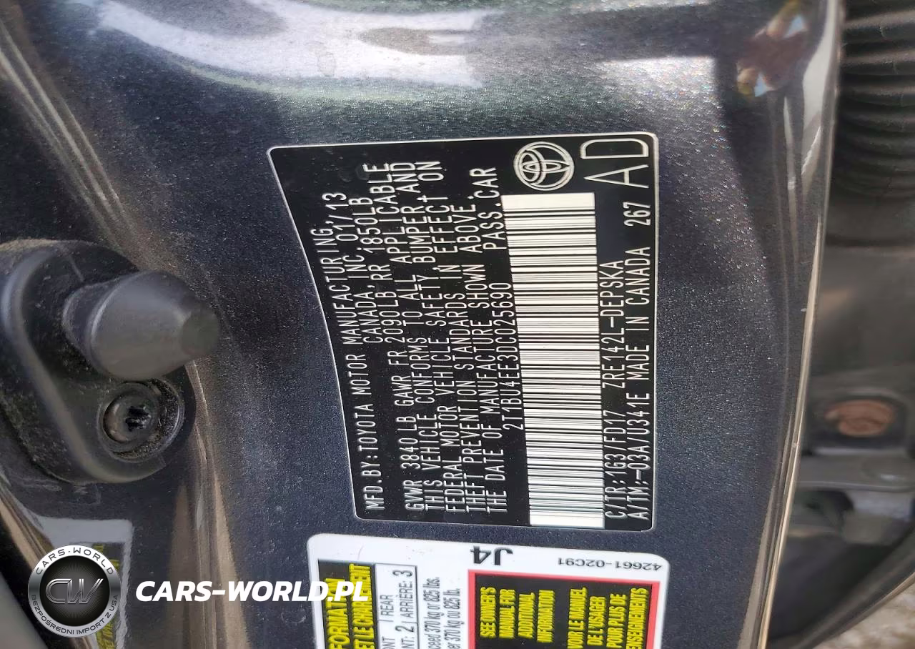 2013 Toyota Corolla S VIN:2T1BU4EE3DC025690 - 12