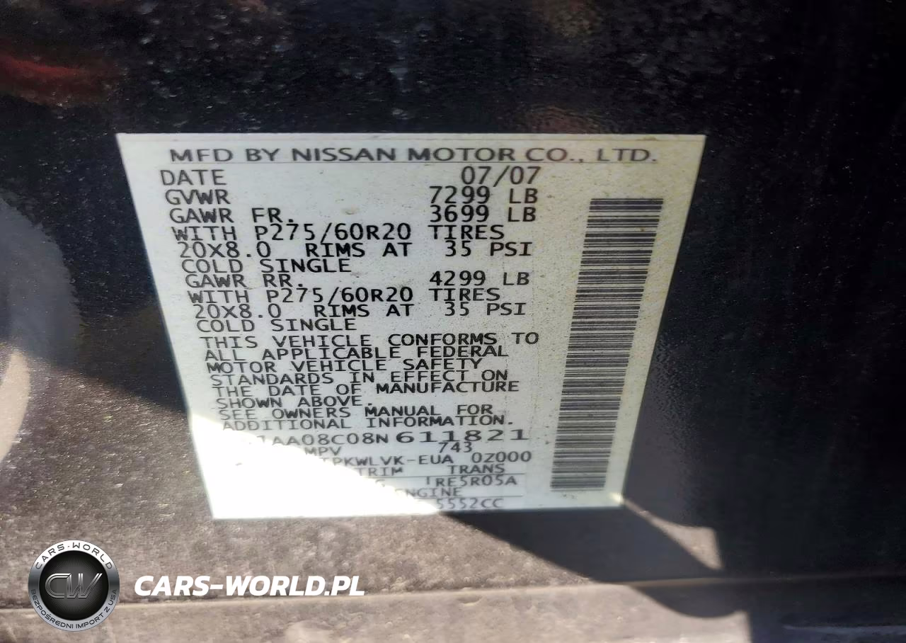 2008 Nissan Armada Se VIN:5N1AA08C08N611821 - 13