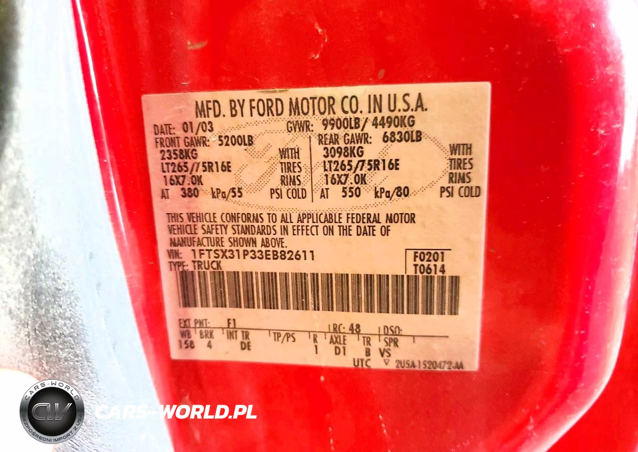 2003 Ford F350 Srw Super Duty VIN:1FTSX31P33EB82611 - 12