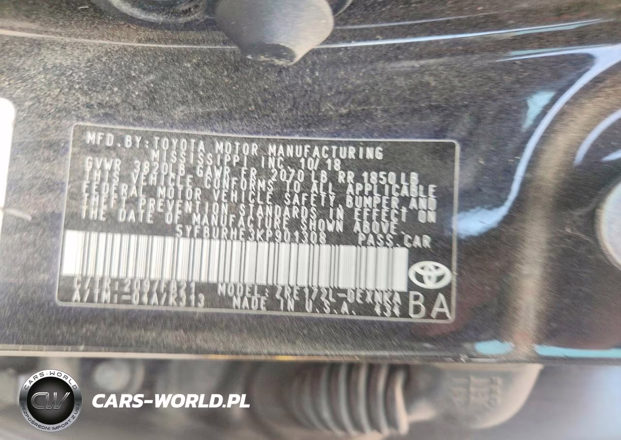 2019 Toyota Corolla Le VIN:5YFBURHE3KP901308 - 12