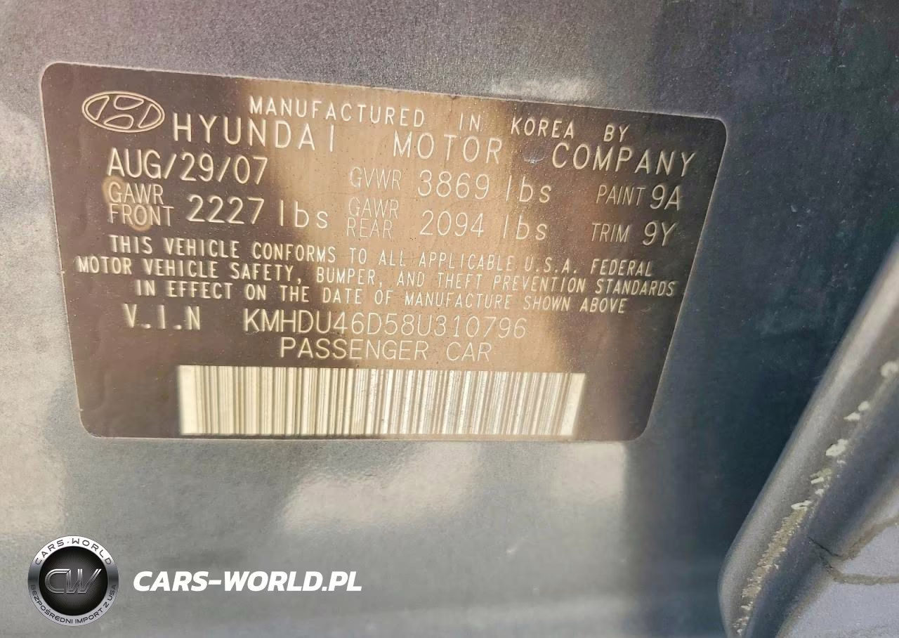 2008 Hyundai Elantra Gls VIN:KMHDU46D58U310796 - 13