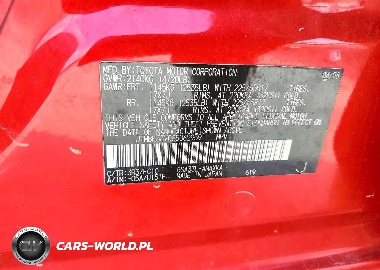 2008 Toyota Rav4 Base VIN:JTMBK33V085062959 - 13