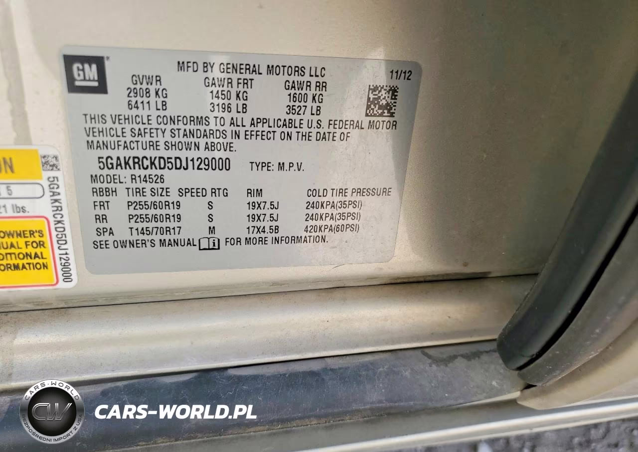 2013 Buick Enclave VIN:5GAKRCKD5DJ129000 - 13