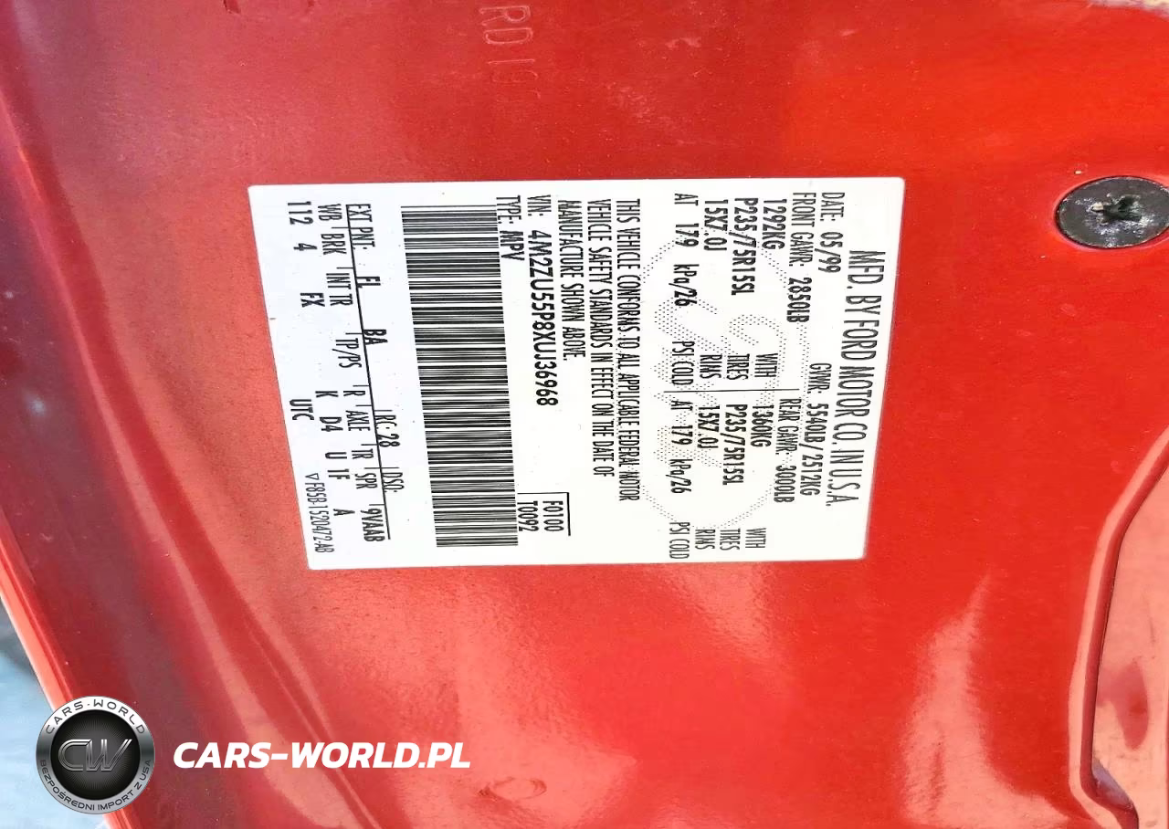 1999 Mercury Mountaineer VIN:4M2ZU55P8XUJ36968 - 13