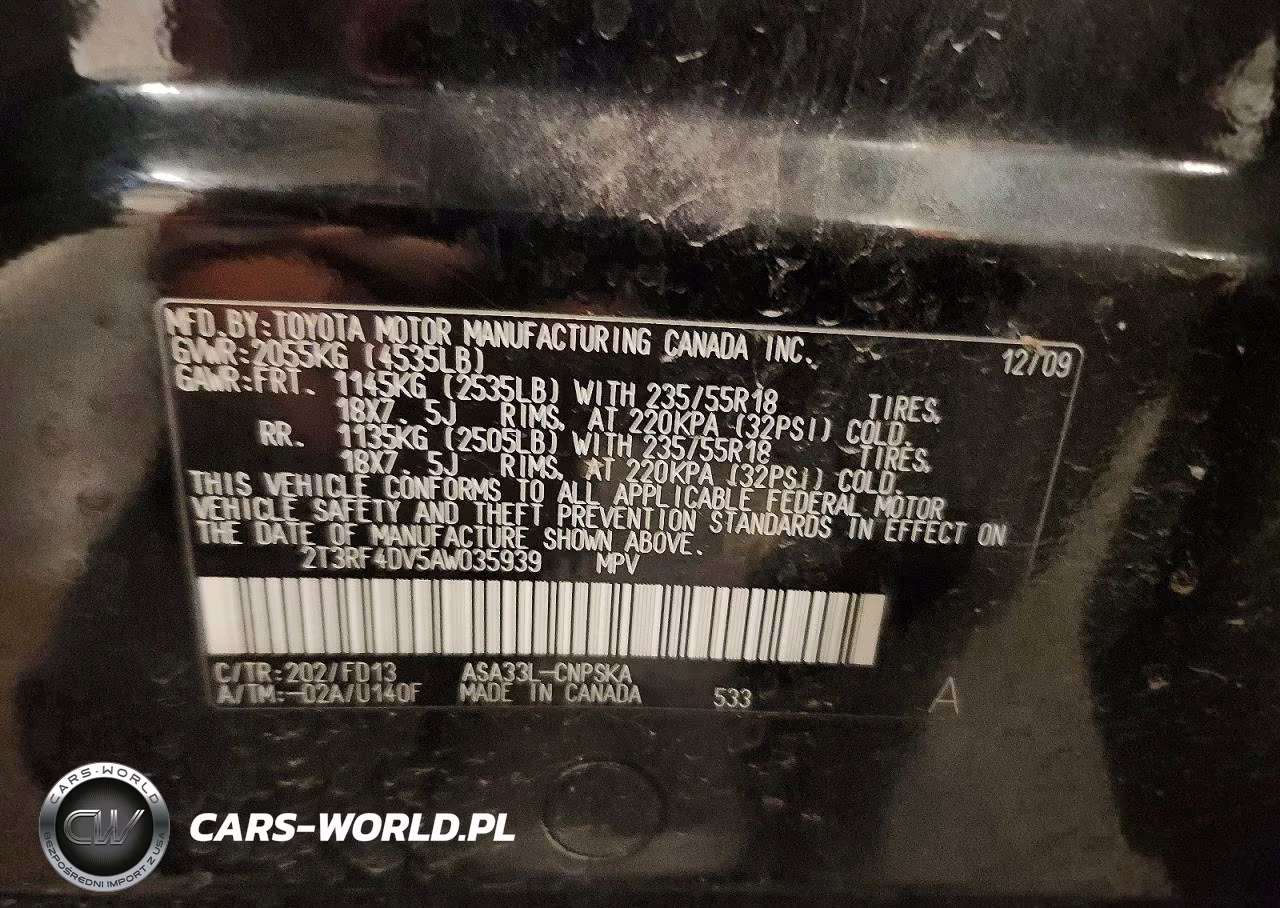 2010 Toyota Rav4 Sport VIN:2T3RF4DV5AW035939 - 13