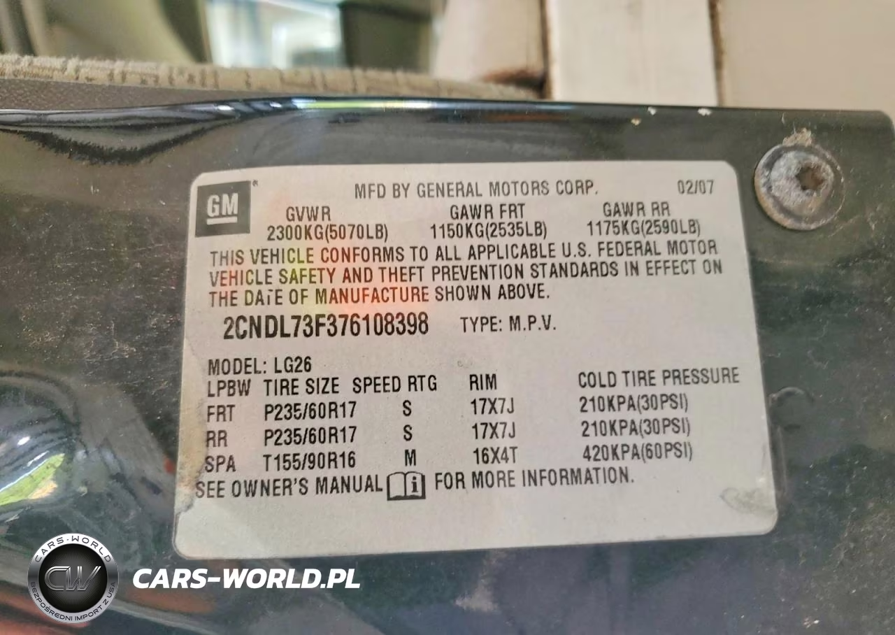 2007 Chevrolet Equinox Lt VIN:2CNDL73F376108398 - 13