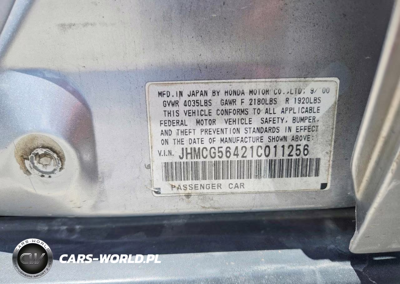 2001 Honda Accord Lx VIN:JHMCG56421C011256 - 12