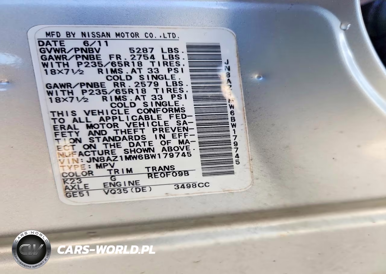 2011 Nissan Murano S VIN:JN8AZ1MW6BW179745 - 13