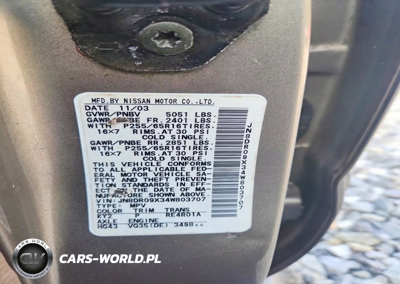 2004 Nissan Pathfinder Se VIN:JN8DR09X34W803707 - 12