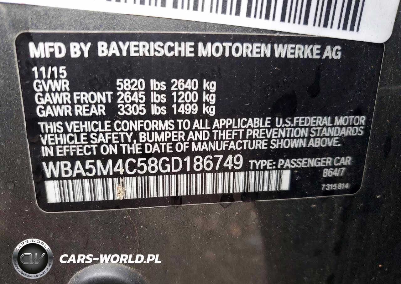 2016 BMW 535 Xigt VIN:WBA5M4C58GD186749 - 12