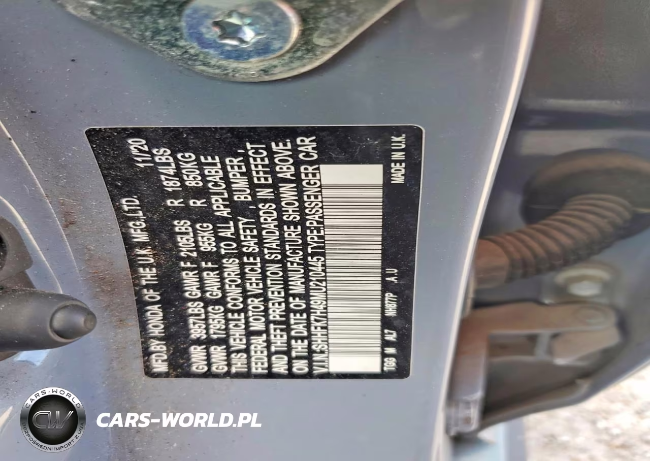 2021 Honda Civic Sport VIN:SHHFK7H49MU210445 - 12