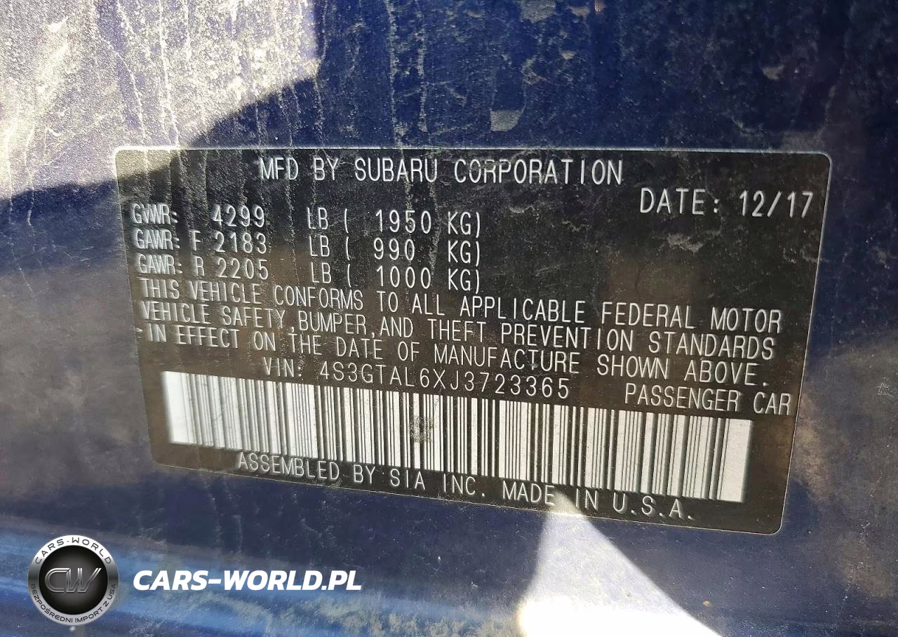 2018 Subaru Impreza Sport VIN:4S3GTAL6XJ3723365 - 12