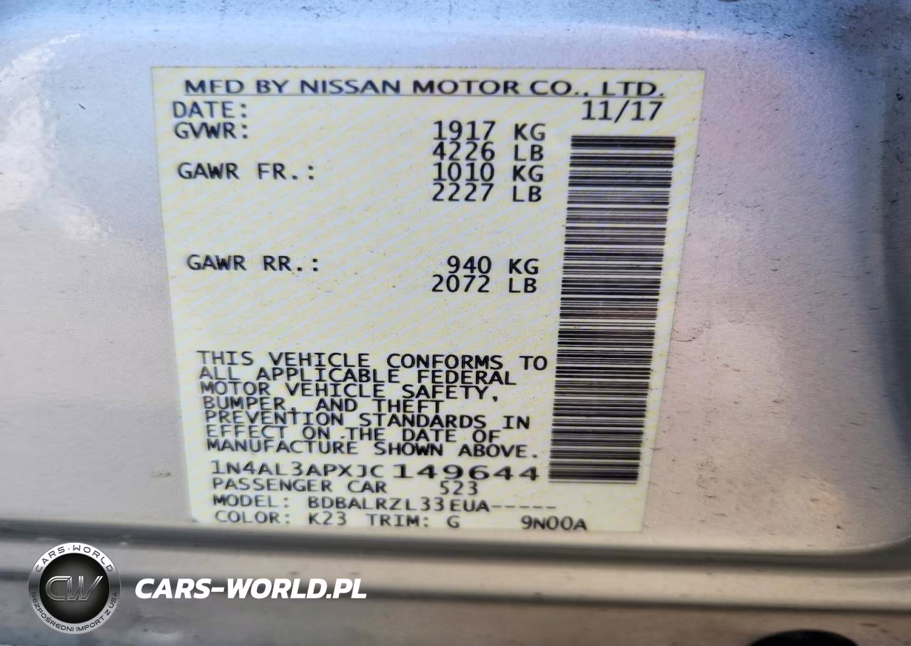 2018 Nissan Altima 2.5 Sl VIN:1N4AL3APXJC149644 - 13