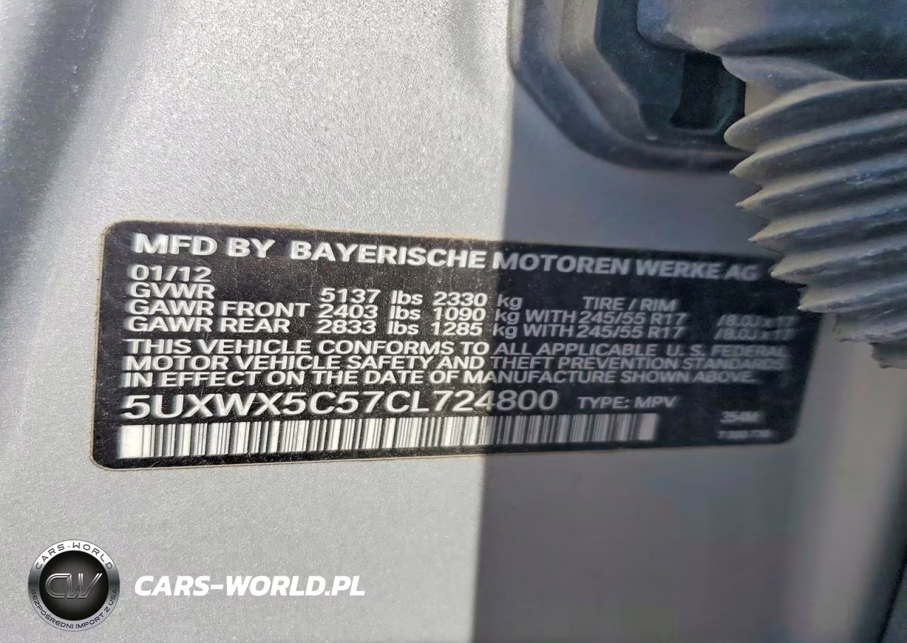 2012 BMW X3 xDrive28I VIN:5UXWX5C57CL724800 - 12