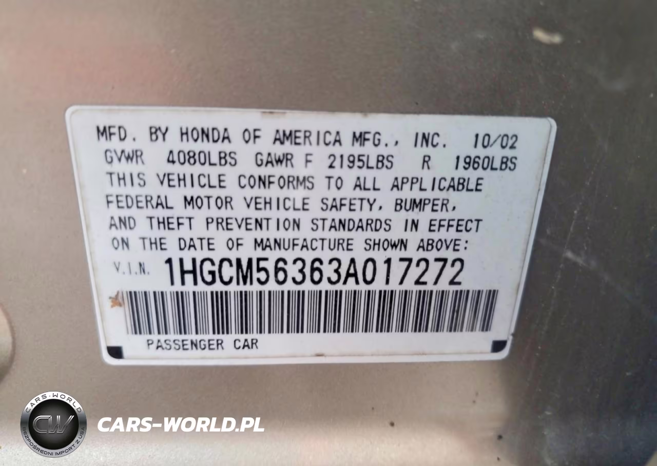 2003 Honda Accord Lx VIN:1HGCM56363A017272 - 12