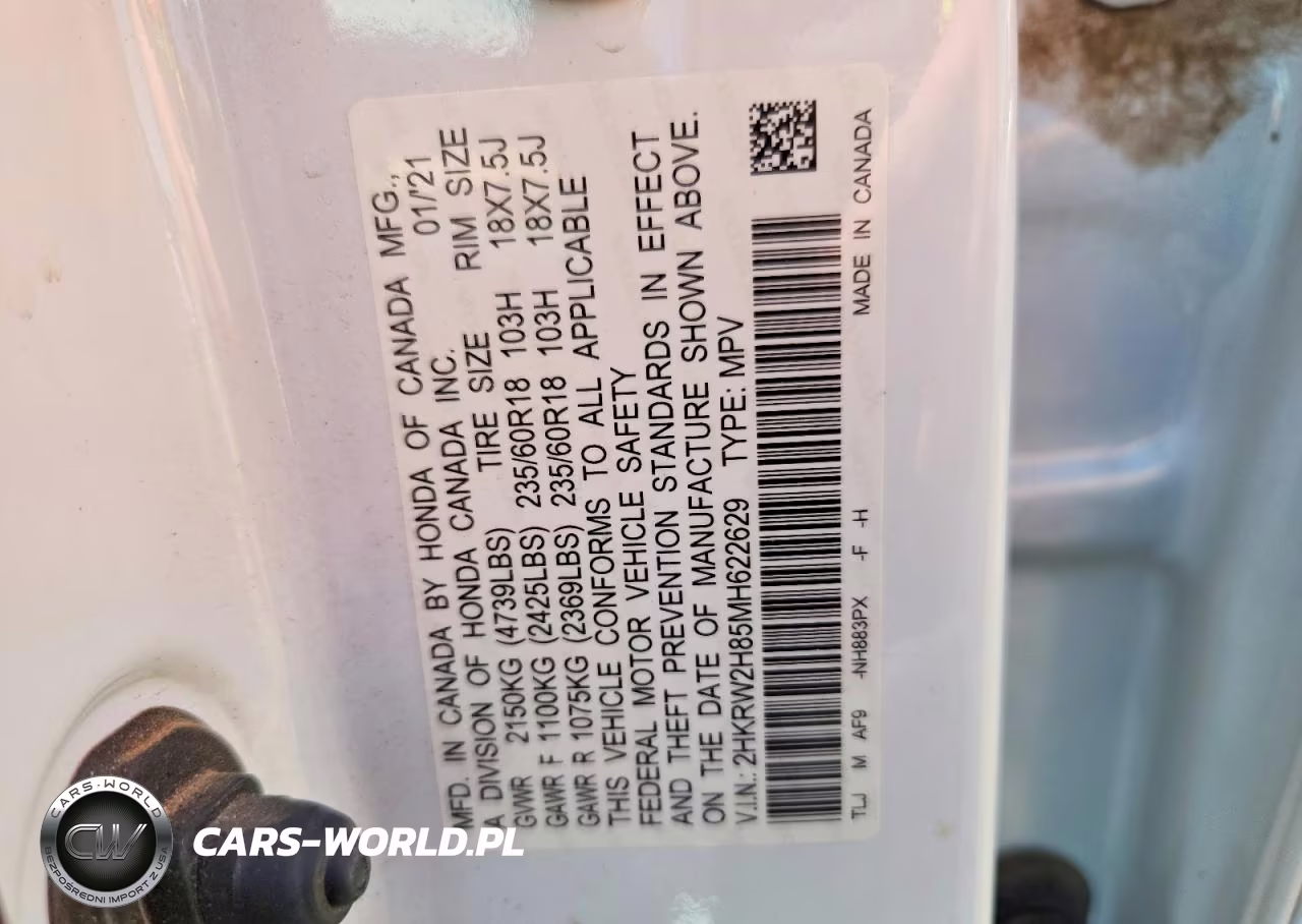 2021 Honda Cr-V Exl VIN:2HKRW2H85MH622629 - 12
