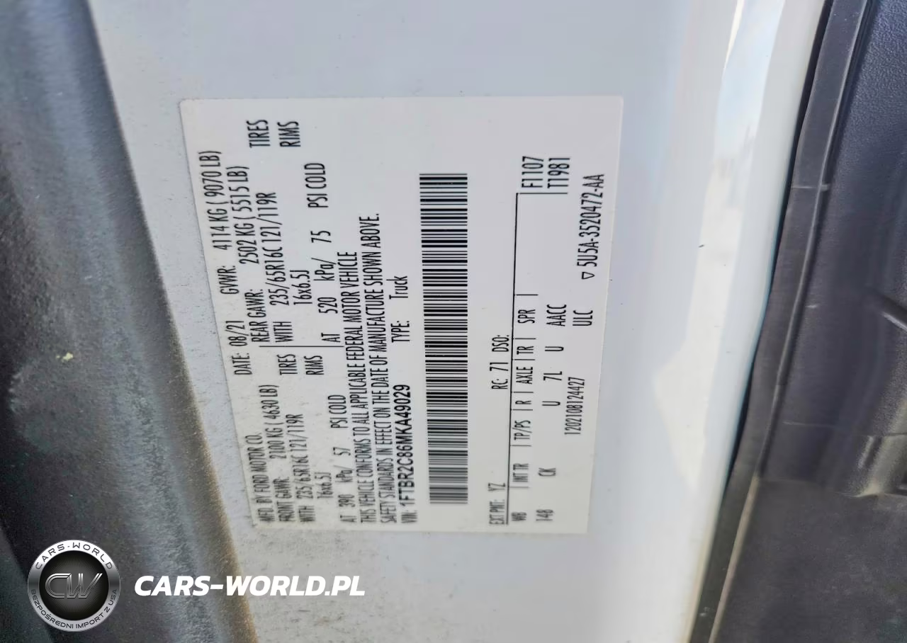 2021 Ford Transit T-250 VIN:1FTBR2C86MKA49029 - 14