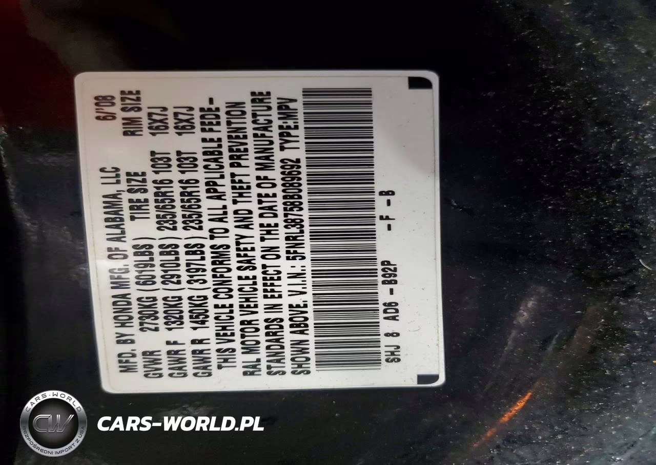 2008 Honda Odyssey Exl VIN:5FNRL38758B089692 - 13