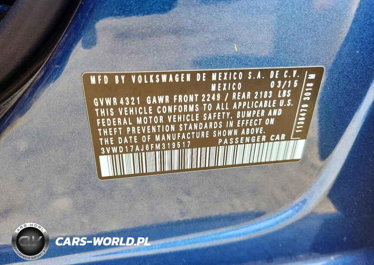 2015 Volkswagen Jetta Se VIN:3VWD17AJ6FM319517 - 12