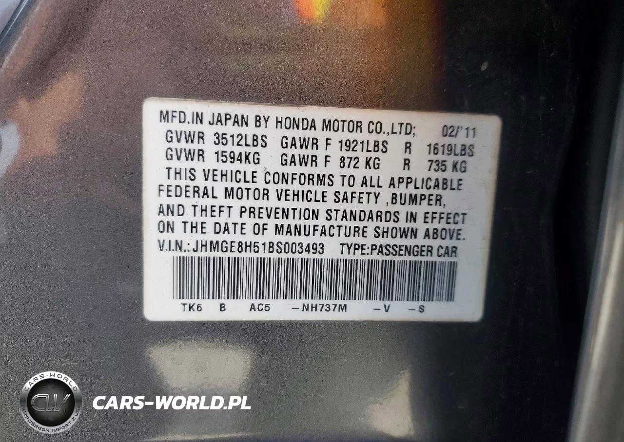 2011 Honda Fit Sport VIN:JHMGE8H51BS003493 - 12