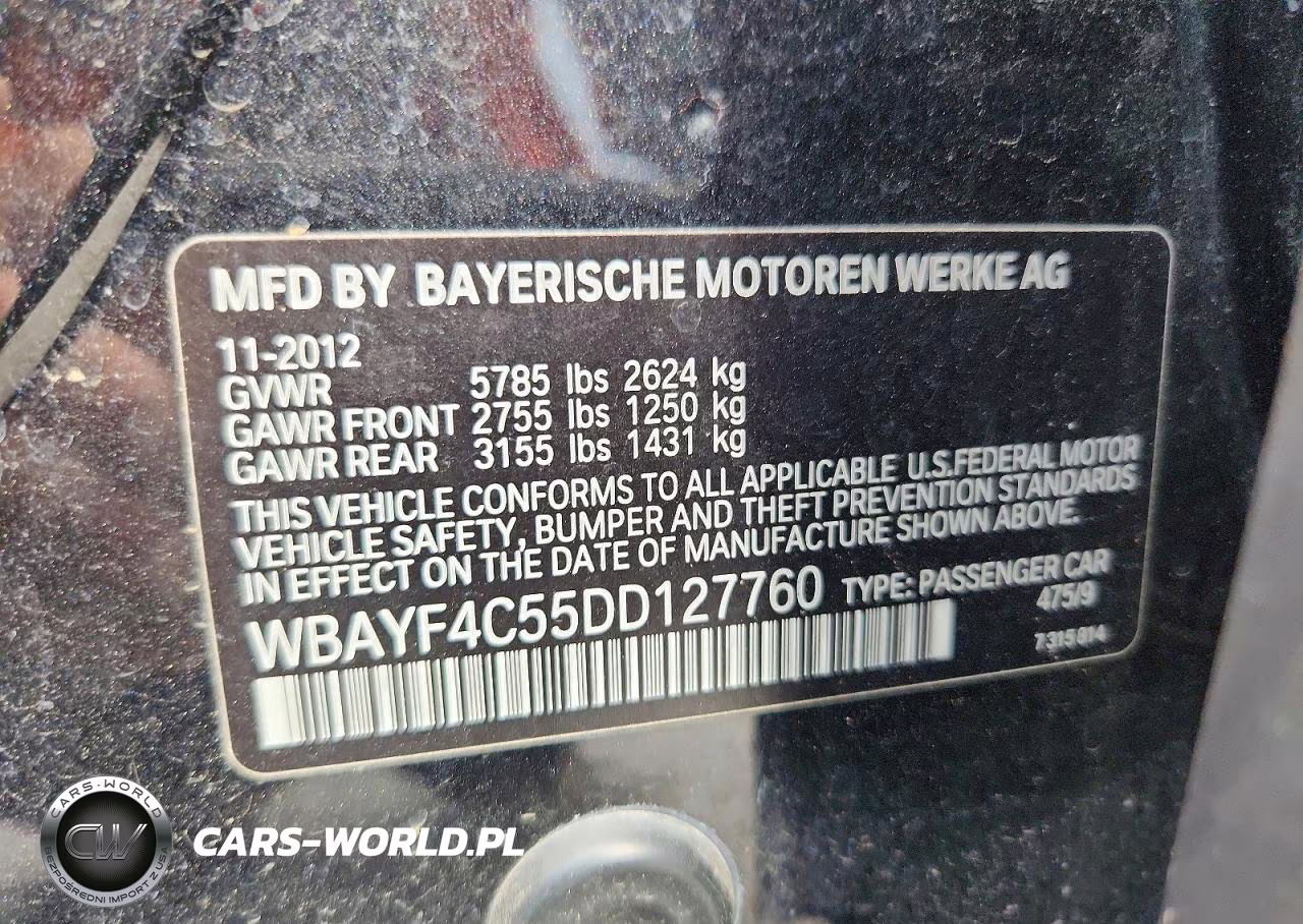 2013 BMW Series 7 VIN:WBAYF4C55DD127760 - 12
