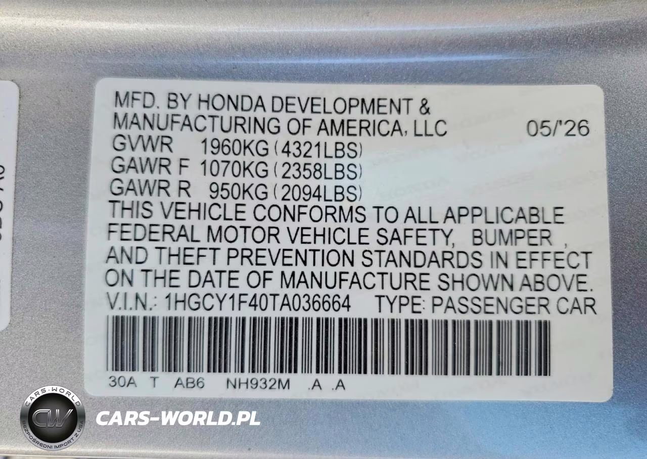 2026 Honda Accord Se VIN:1HGCY1F40TA036664 - 12