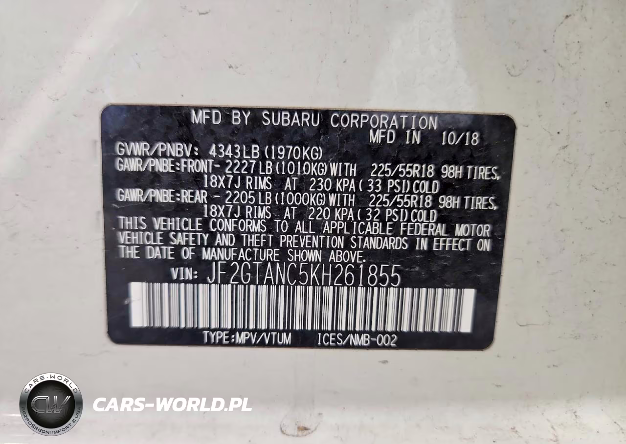 2019 Subaru Crosstrek Limited VIN:JF2GTANC5KH261855 - 14