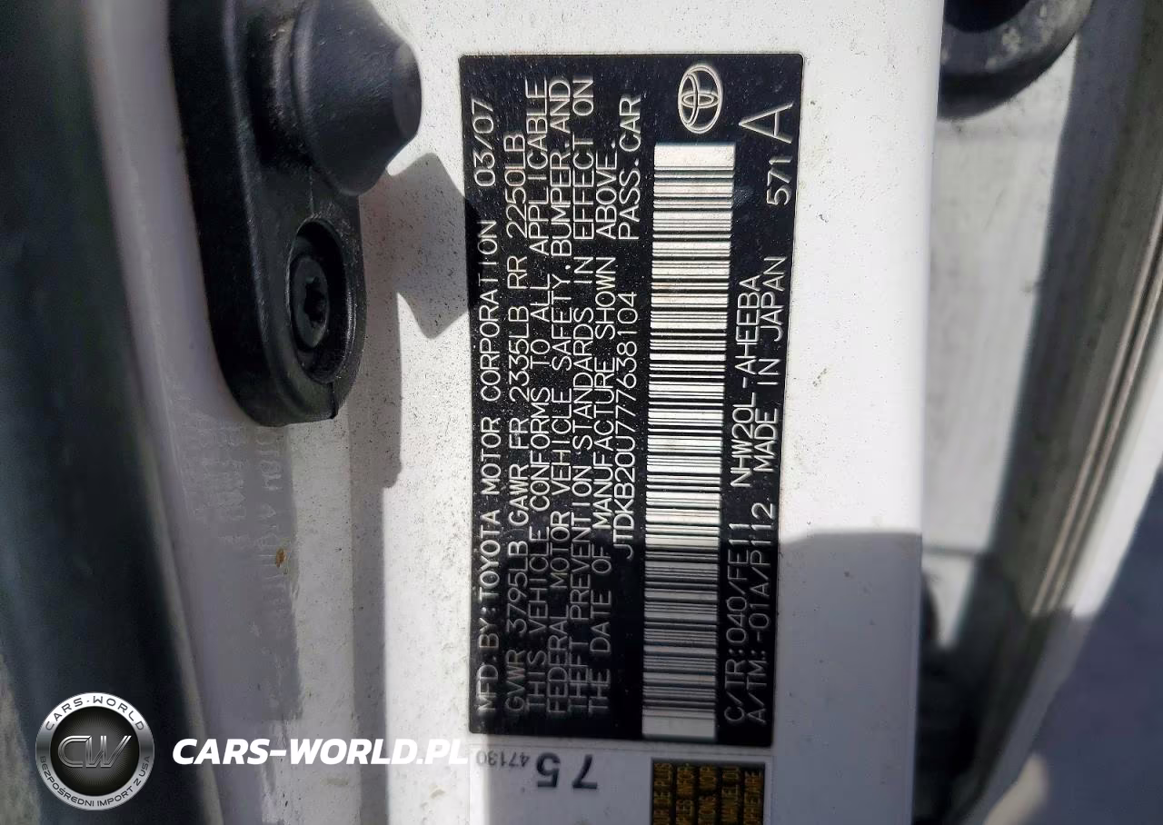 2007 Toyota Prius VIN:JTDKB20U777638104 - 12